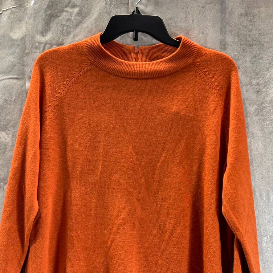 KAREN SCOTT Women's Red Ochre Zip-Back Mock-Neck Pullover Sweater SZ L