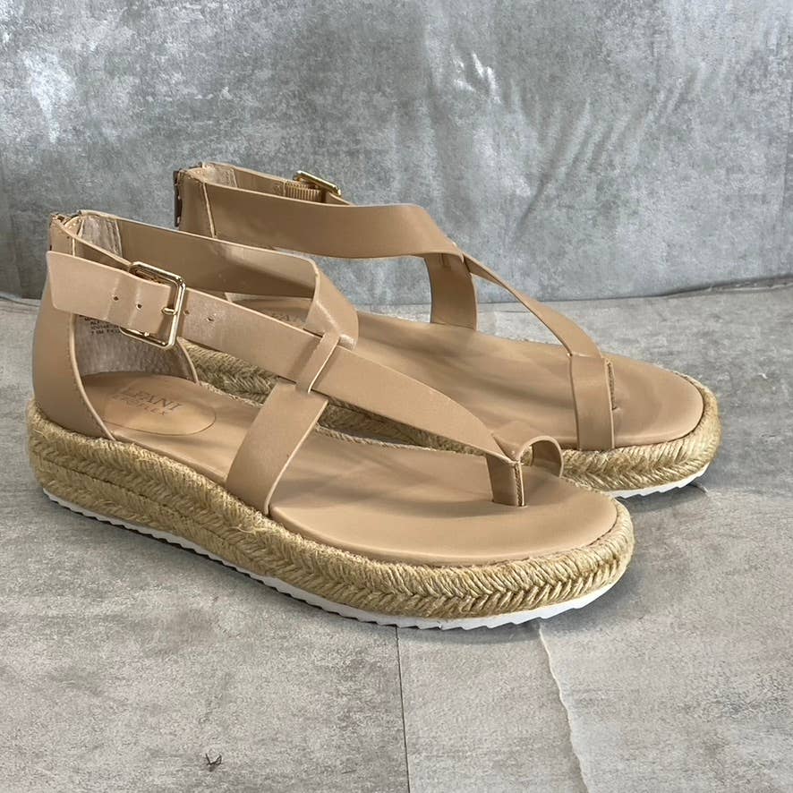ALFANI Step 'N Flex Nude Moira Toe-Ring Espadrille Wedge Sandals SZ 7.5