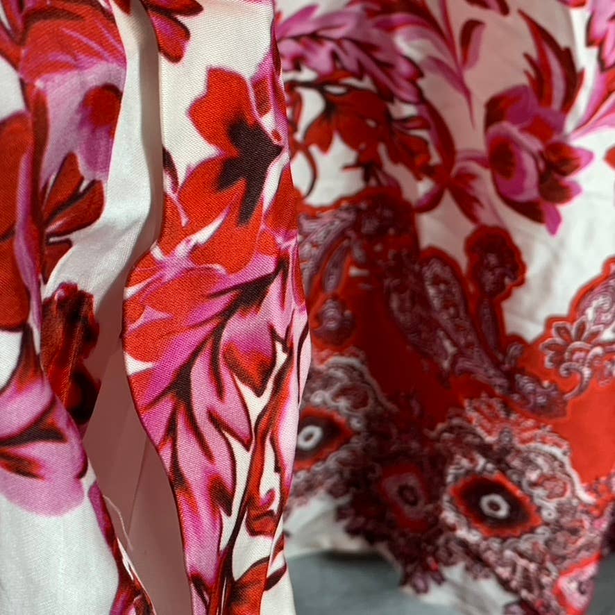 MAREE POUR TOI Women's Plus Red Printed Bubble Sleeve Knee-Length Dress SZ 20
