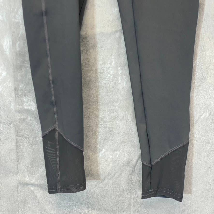 KAY UNGER Women's Dark Grey High-Waist Tummy Control Mesh Cuff Pull-On Leggings SZ S