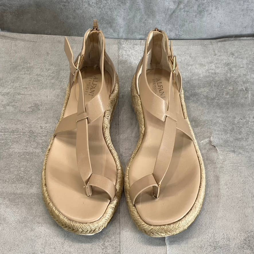 ALFANI Step 'N Flex Nude Moira Toe-Ring Espadrille Wedge Sandals SZ 7.5