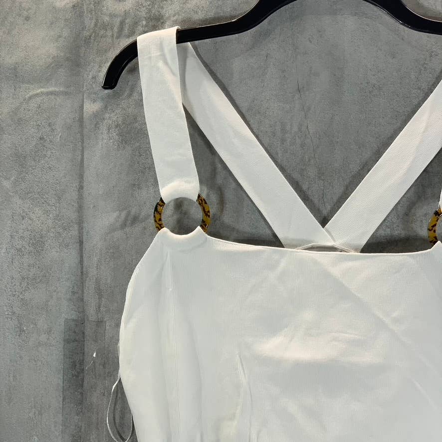 BAR III Women's Bright White Square-Neck O-Ring Sweater Tank Top SZ XL