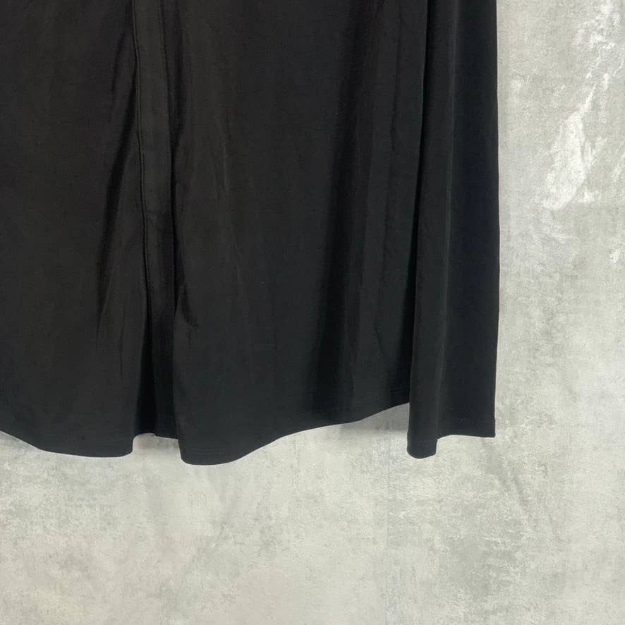 INC INTERNATIONAL CONCEPTS Women's Deep Black V-Neck Zip-Pocket Long-Sleeve Top