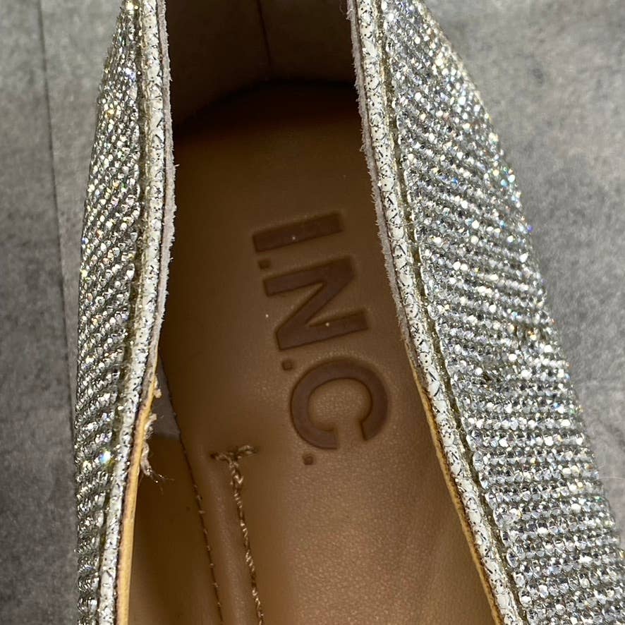 INC INTERNATIONAL CONCEPTS Women's Silver Rhinestone Embellished Juney Flats SZ7