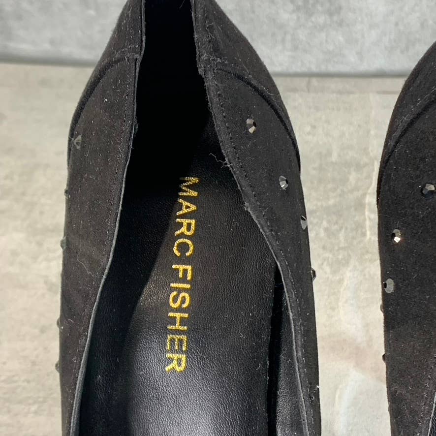 MARC FISHER Women's Black Rhinestone Harpy Open-Toe Platform Pumps SZ 6