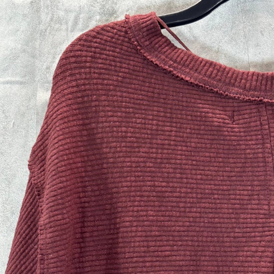 WE THE FREE Women's Cherry Cola OG Thermal Long-Sleeve Pullover SZ M