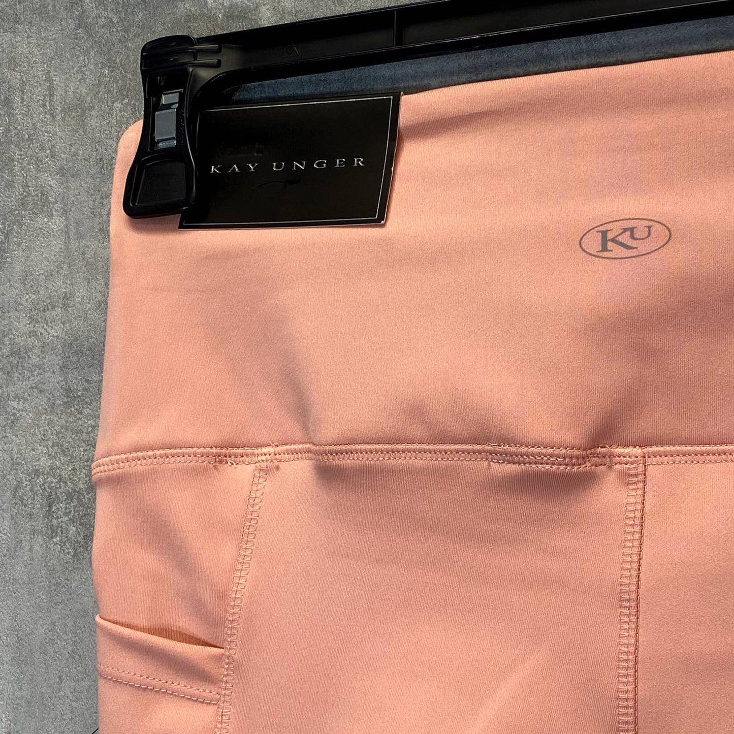 KAY UNGER Women's Peach Ruched Cuff High-Waist Media Pocket Pull-On Athletic Legging SZ S