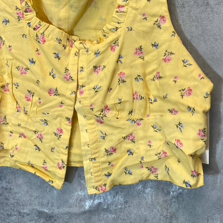BARDOT Women's Yellow Ditsy Floral Crop Top Bustier Shirt SZ US10/L