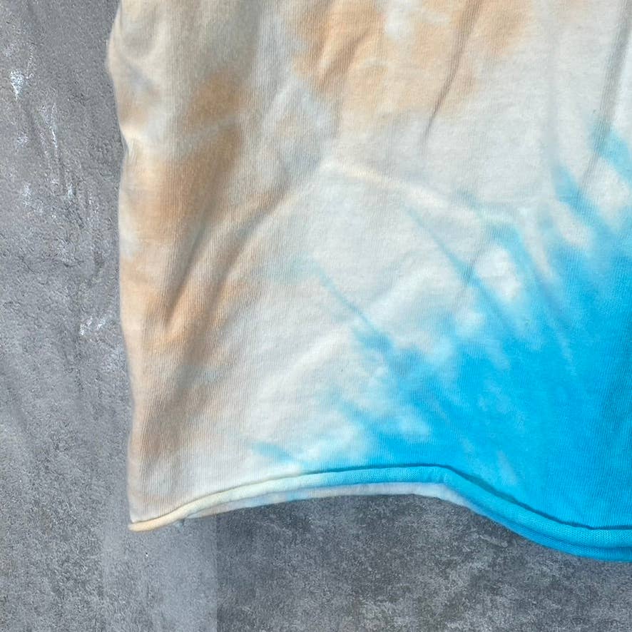 ABOUND Women's Blue-Orange Tie-Dye Raw Hem Crewneck T-Shirt SZ XS