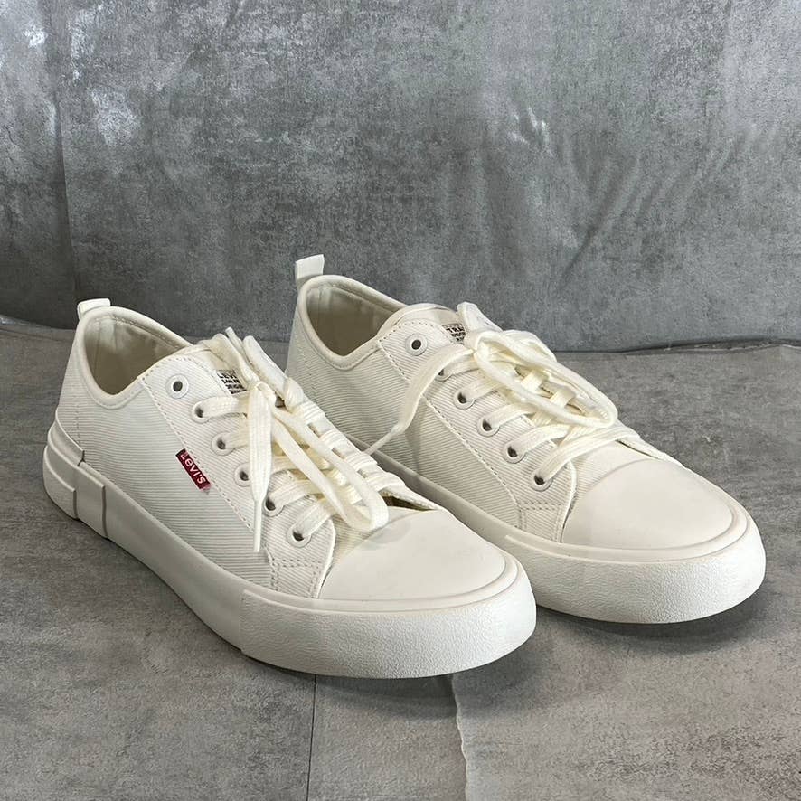 LEVI'S Women's White Mono Canvas Becky Low-Top Lace-Up Sneakers SZ 8.5