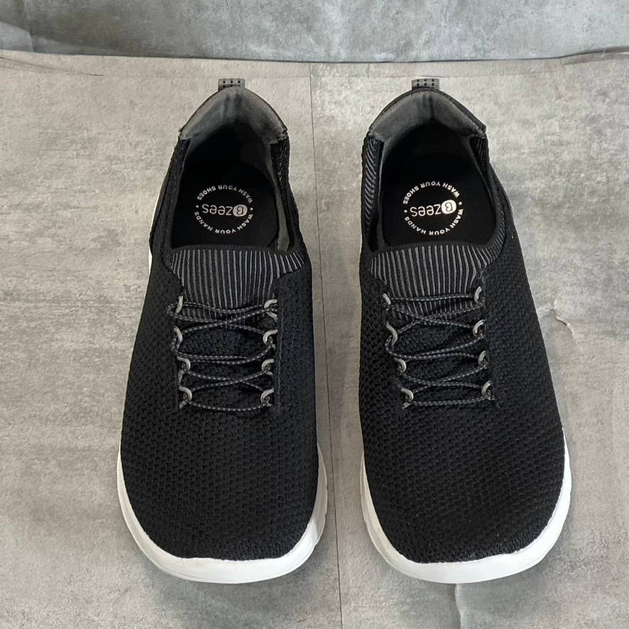 BZEES Women's Black Knit Gold Rush Washable Bungee Lace-Up Slip-On Sneakers SZ10