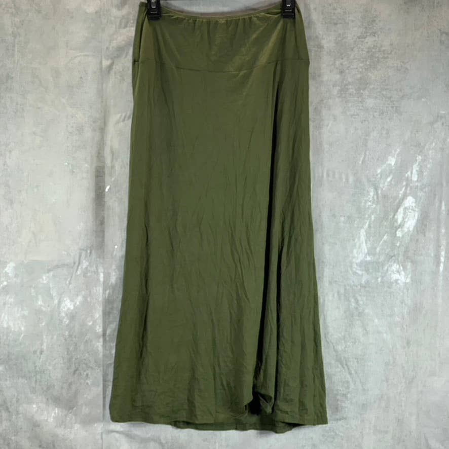 24SEVEN Comfort Apparel Women's Green A-Line Maxi Pull-On Skirt SZ M