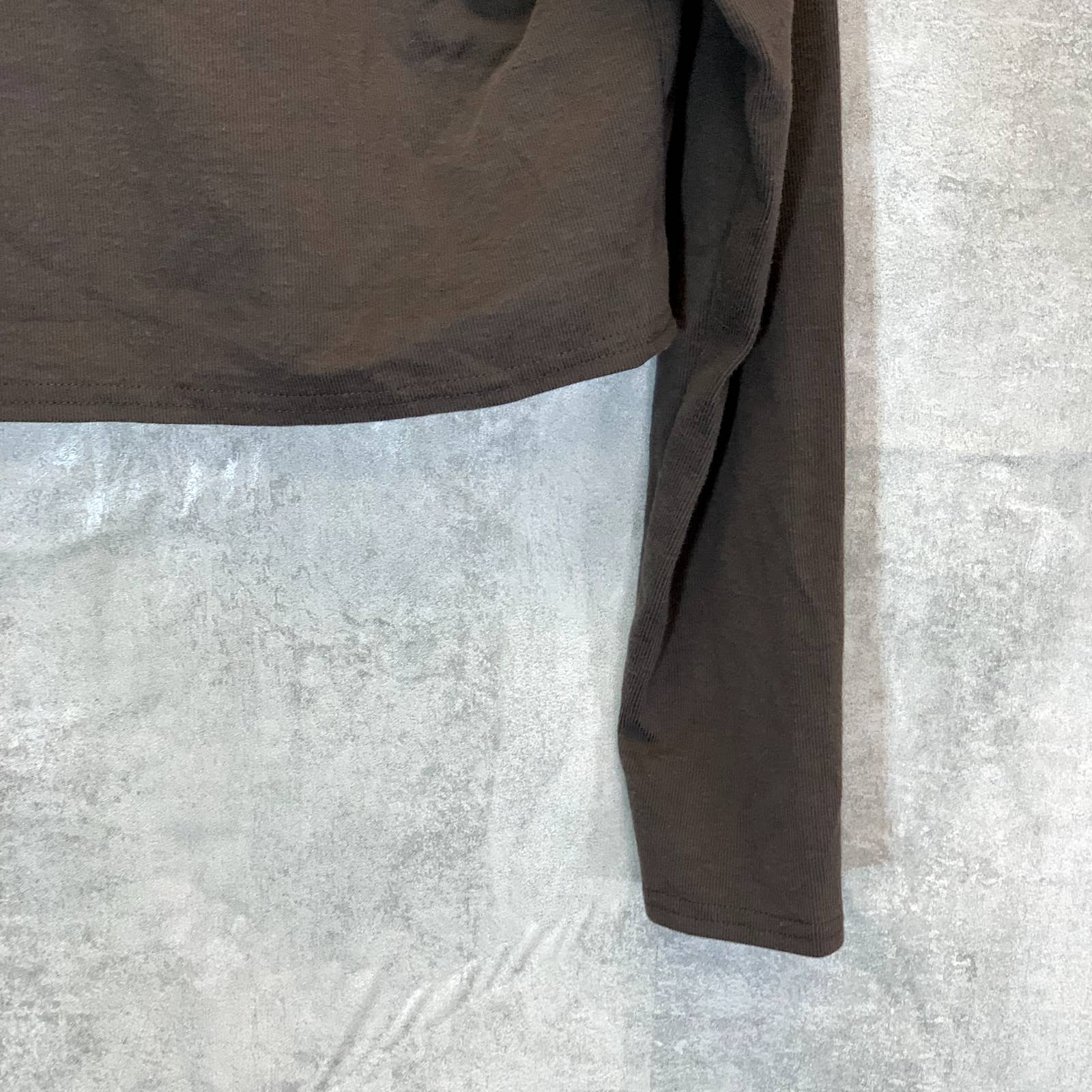 ABOUND Women's Gray Dark Charcoal Heather Button-Front Collared Long Sleeve Crop Top SZ L