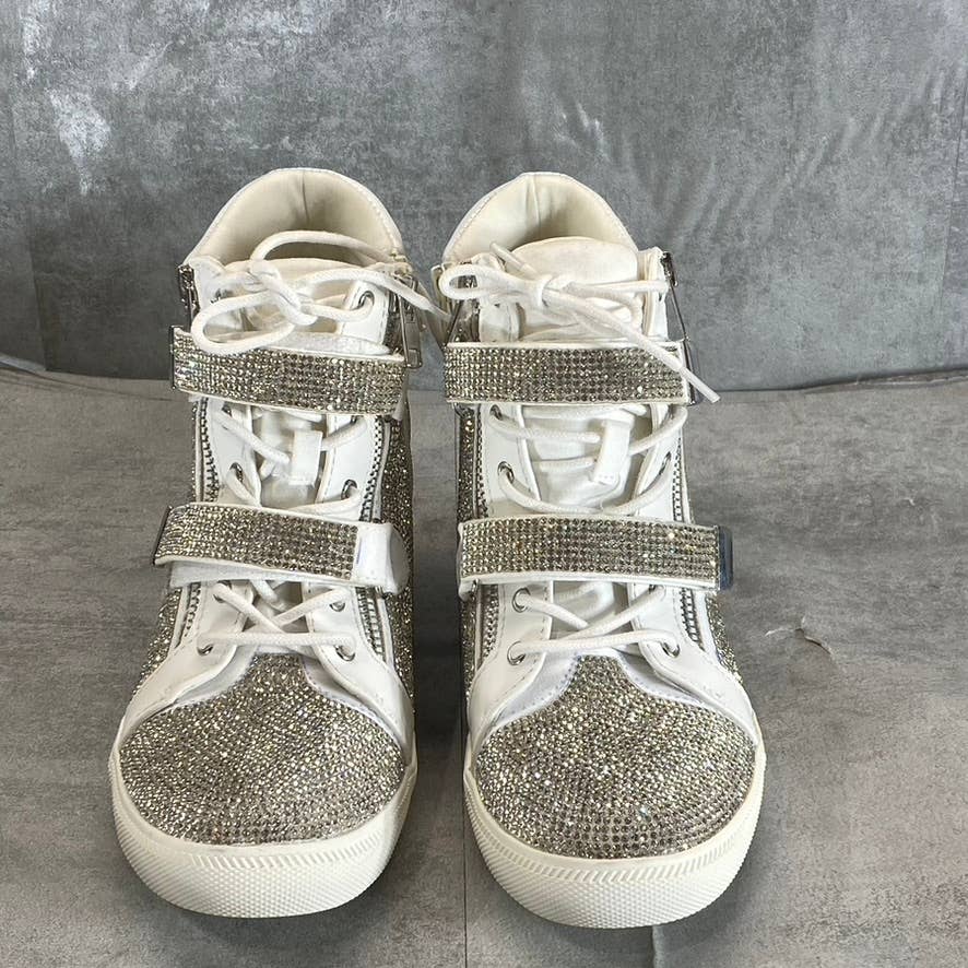 INC INTERNATIONAL CONCEPTS Women's Silver Rhinestone Debby Wedge Sneakers SZ 6.5
