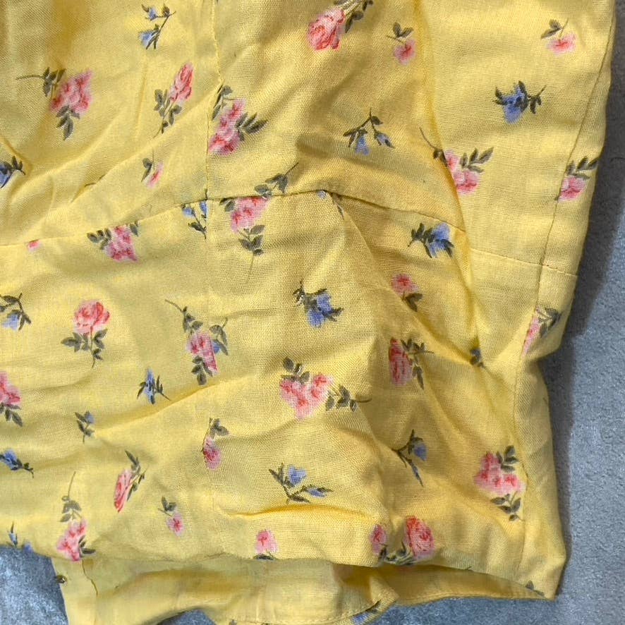 BARDOT Women's Yellow Ditsy Floral Crop Top Bustier Shirt SZ US10/L
