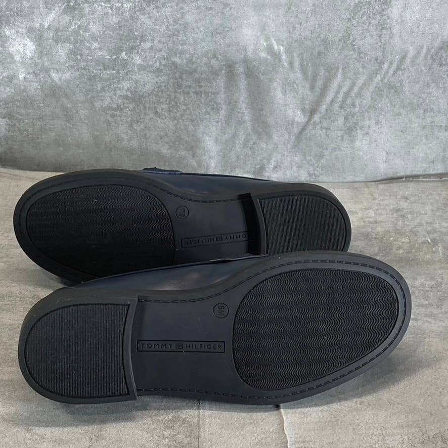 TOMMY HILFIGER Women's Navy Trevys Slip-On Moc-Toe Block-Heel Loafers SZ 6
