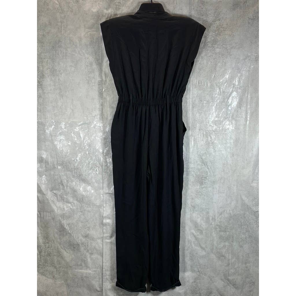 INC INTERNATIONAL CONCEPTS Women's Deep Black Split-Neck Belted Utility Jumpsuit