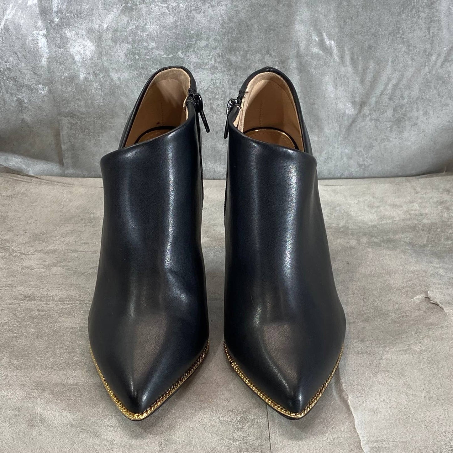 BCBGENERATION Women's Black Faux Leather Hadix Pointed-Toe Stiletto Bootie SZ7.5