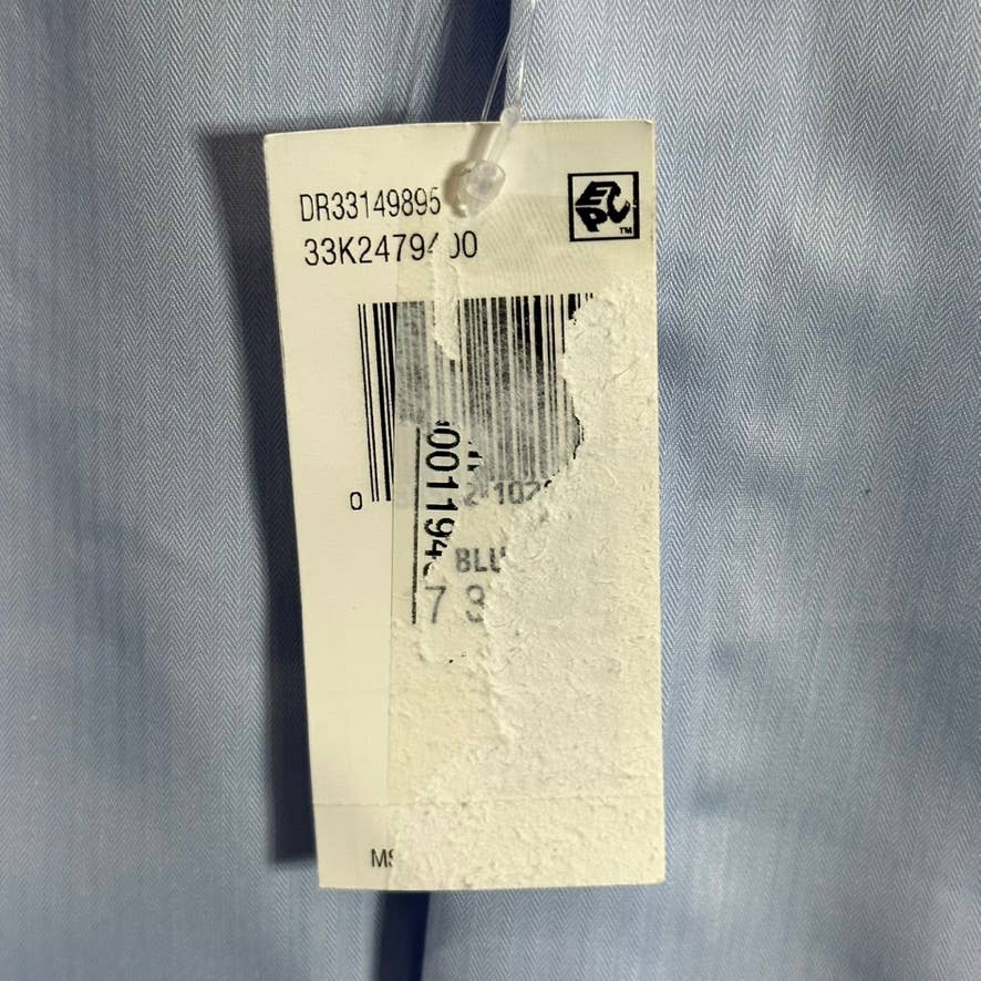 CALVIN KLEIN STEEL Men's Blue Slim-Fit Herringbone Dress Shirt SZ 17 34/35(XL)