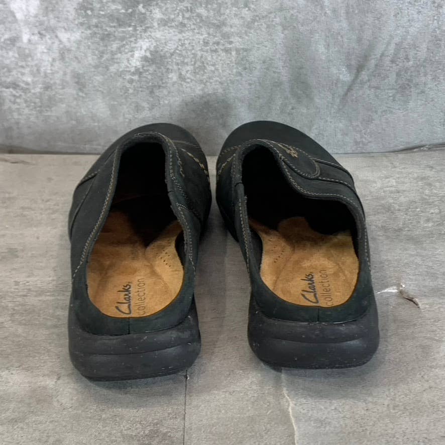 CLARKS COLLECTION Women's Black Leather Roseville Faye Slip-On Clogs SZ 8
