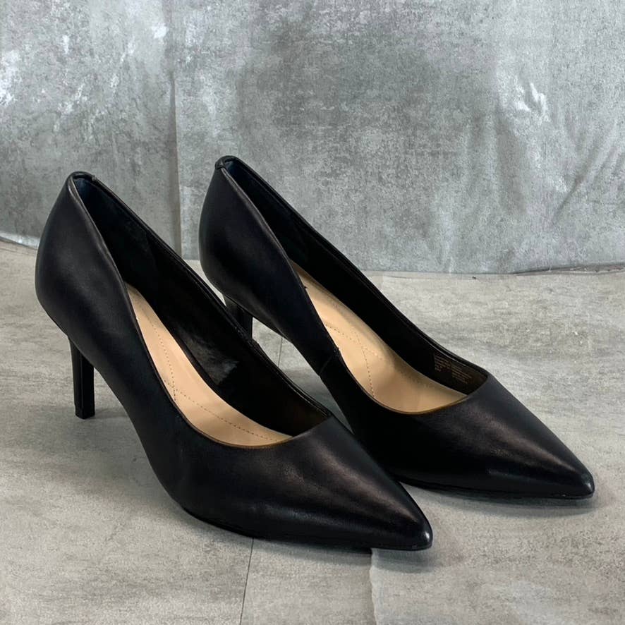 ALFANI Step N' Flex Women's Black Leather Jeules Pointed-Toe Slip-On Pumps SZ 8