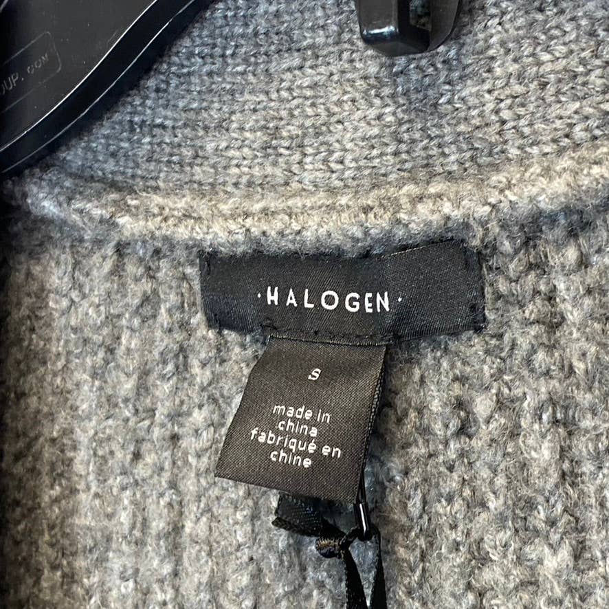 HALOGEN Women's Grey Dark Heather Rib Knit Open-Front Long Cardigan SZ S