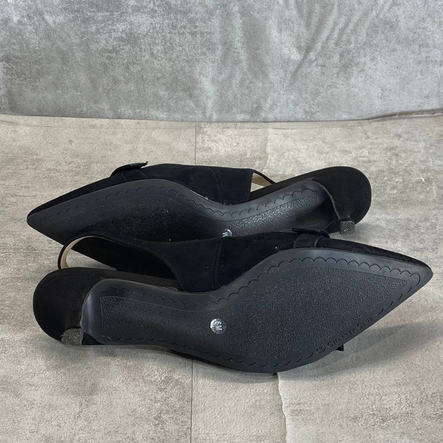 CHARTER CLUB Women's Black Giavanna Slingback Pointed-Toe Kitten-Heel Pumps SZ 6