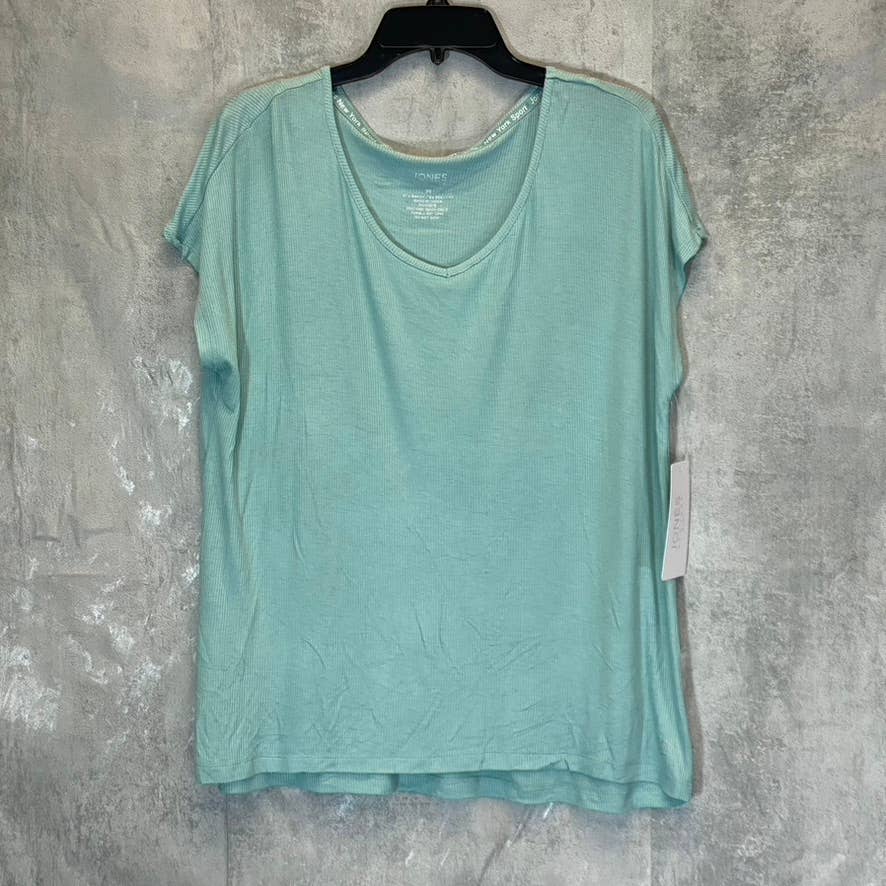 JONES NEW YORK Sport Women's Green Ribbed Short Sleeve Top SZ M