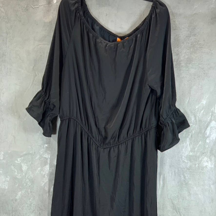GIGI PARKER Women's Solid Black Off-The-Shoulder Long-Sleeve Wide-Leg Jumpsuit