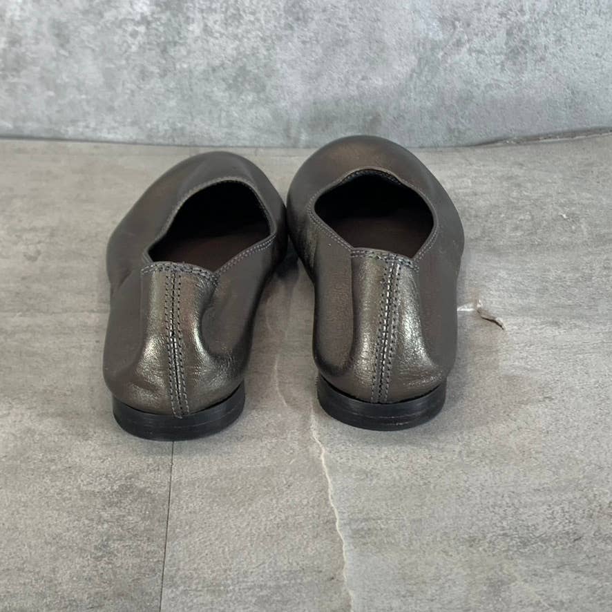 CHARLESTON SHOE CO. Women's Pewter Leather Jilly Slip-On Flats SZ 6