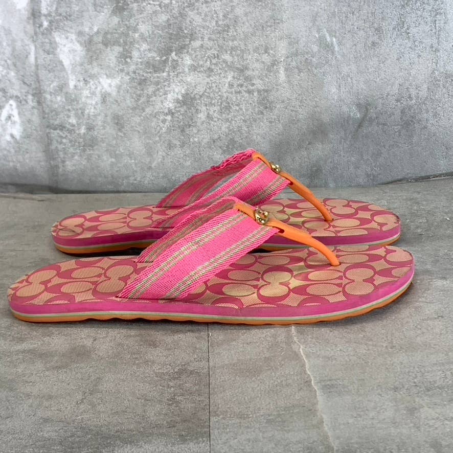 COACH Women's Pink Zoe Slip-On Flat Flip-Flop Sandals SZ 9B