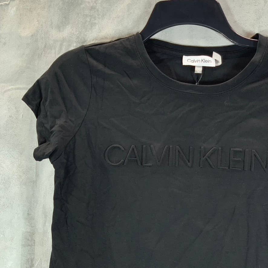 CALVIN KLEIN Women's Embossed Logo Crewneck Short-Sleeve T-Shirt SZ XS