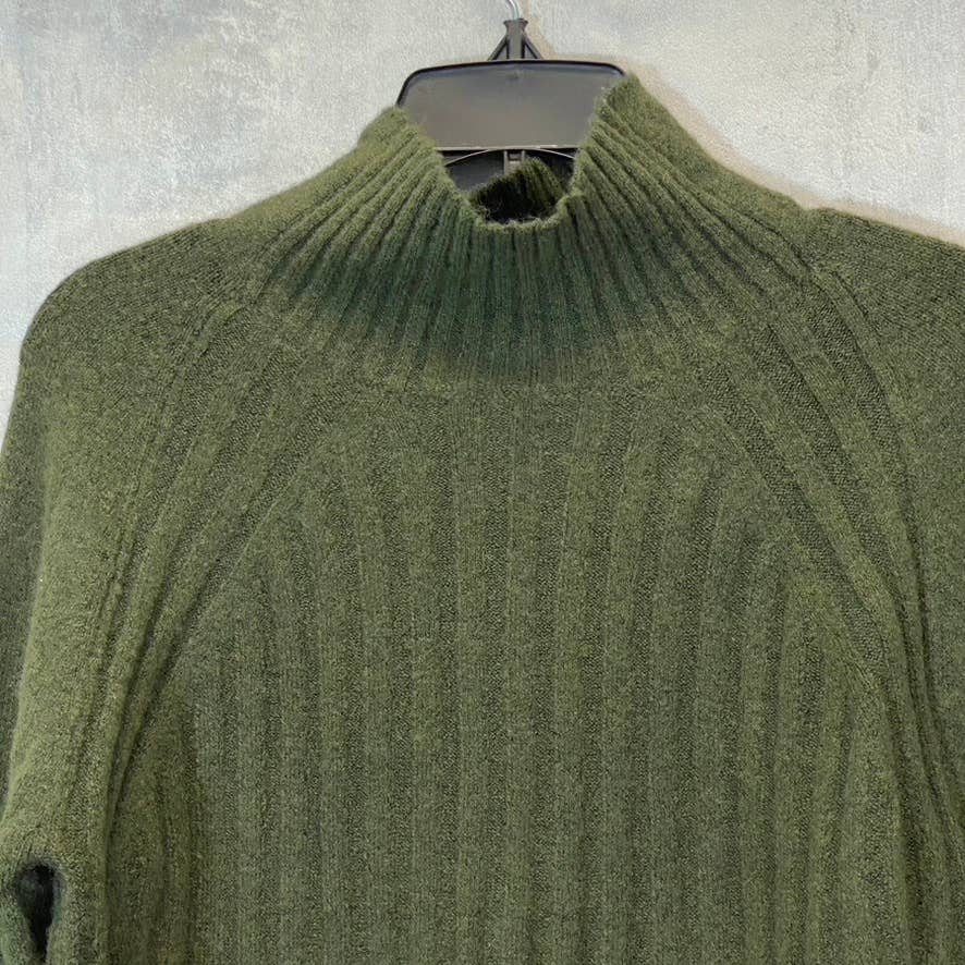 TOPSHOP Women's Khaki Green Funnel Neck Raglan Long Sleeve Sweater SZ 0-2(XS)