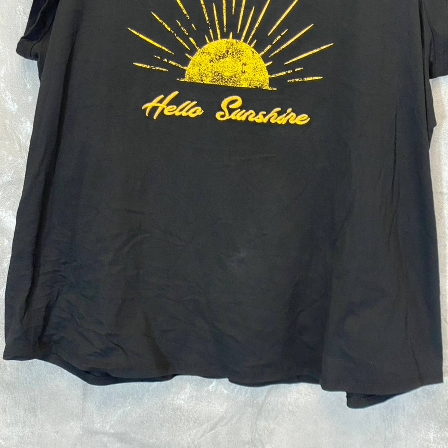 DR2 Women's Plus Black "Hello Sunshine" Graphic T-Shirt SZ 2X