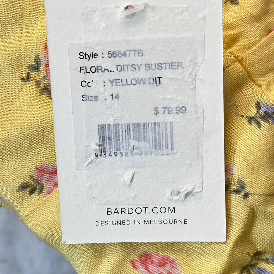 BARDOT Women's Yellow Ditsy Floral Crop Top Bustier Shirt SZ US10/L