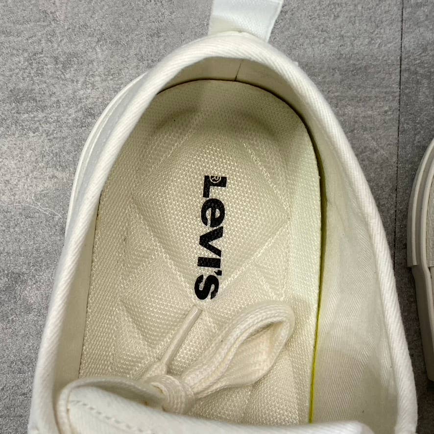 LEVI'S Women's White Mono Canvas Becky Low-Top Lace-Up Sneakers SZ 11