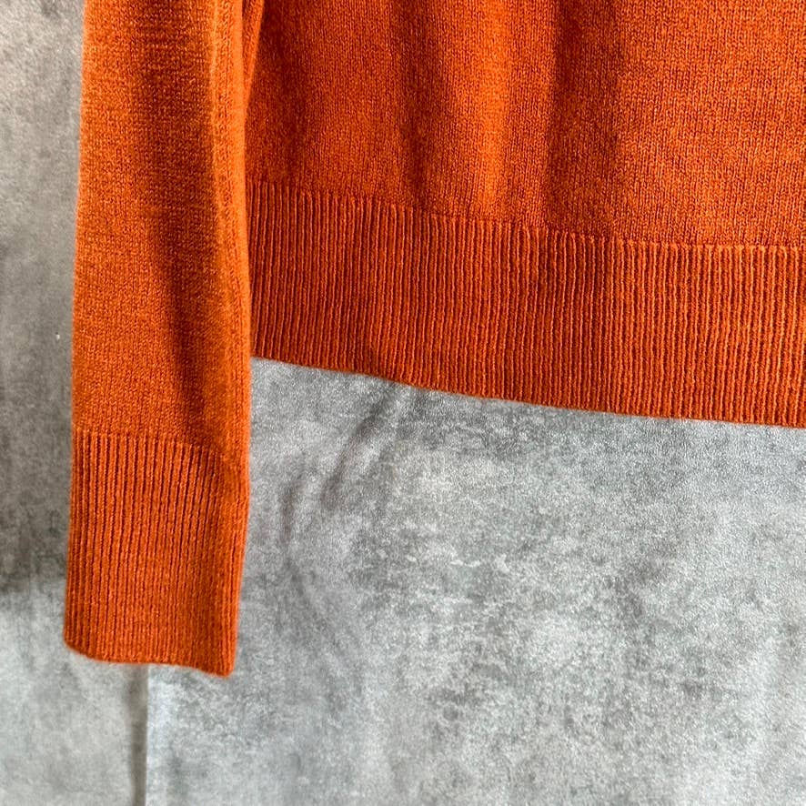 KAREN SCOTT Women's Red Ochre Zip-Back Mock-Neck Pullover Sweater SZ L