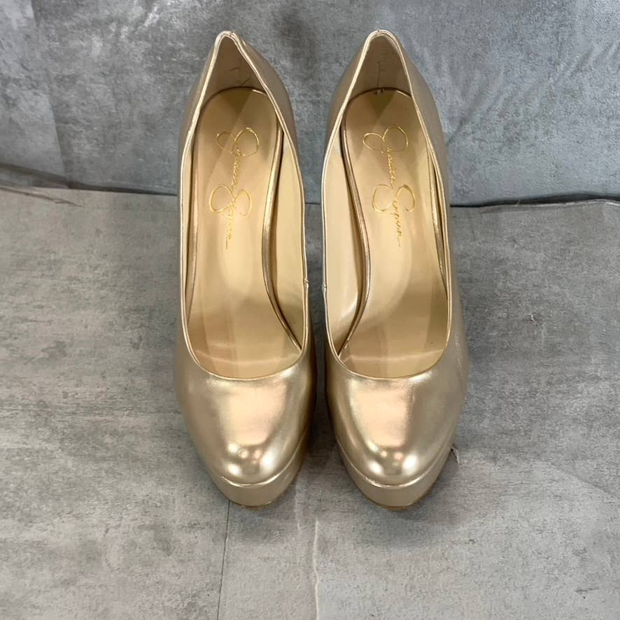 JESSICA SIMPSON Women's Gold Metallic Nellah Platform StIletto Pumps SZ 9.5