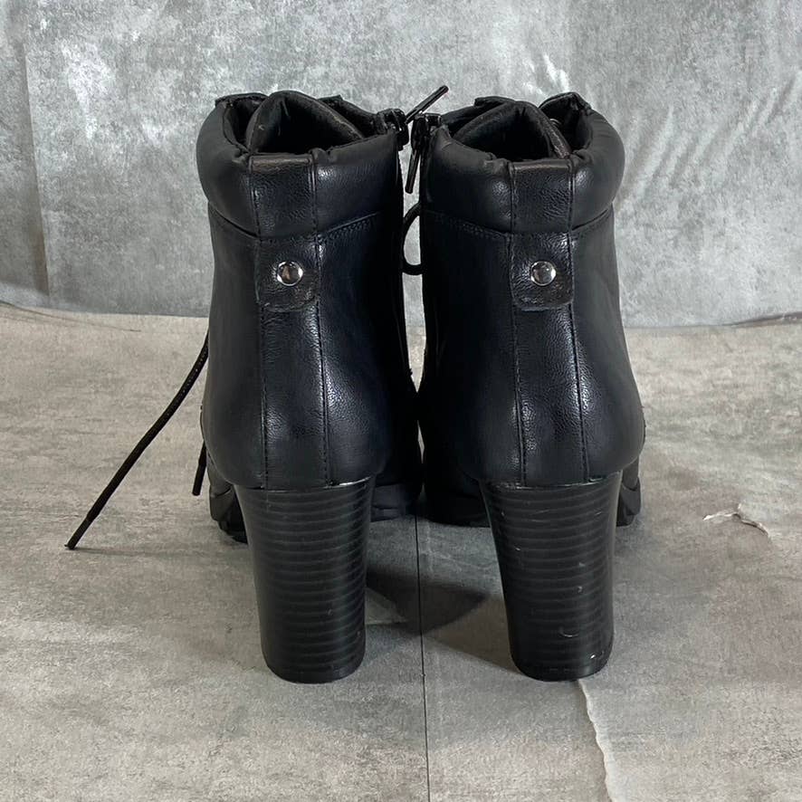 STYLE & CO Women's Black Lucillee Almond-Toe Lace-Up Side-Zip Heeled Booties SZ6