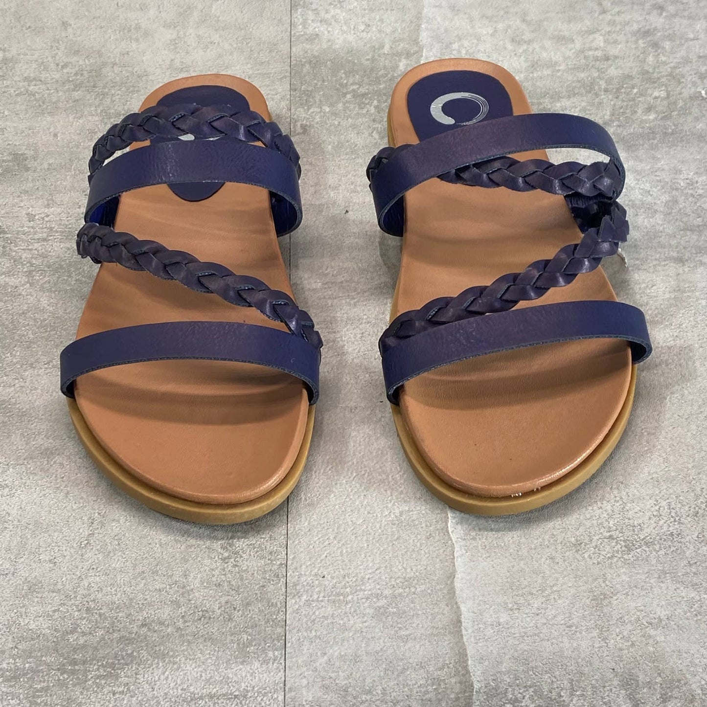 JOURNEE COLLECTION Blue Faux Leather Colette Round-Toe Slide Sandals SZ 7