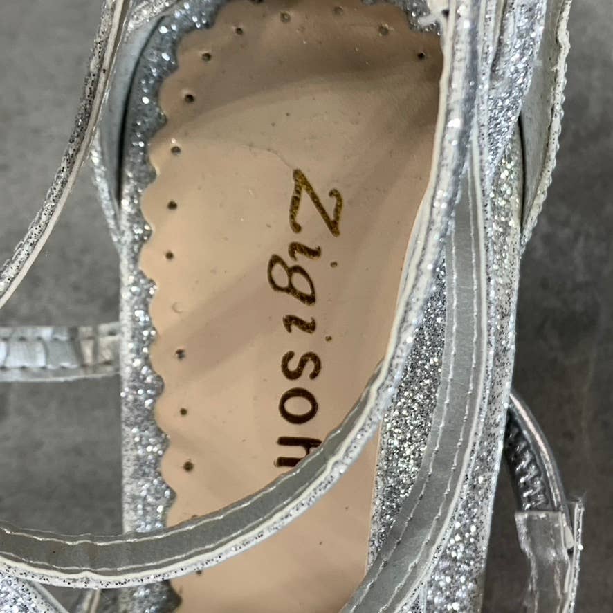 ZIGI SOHO Women's Silver Glitter Emila Strappy Square-Toe Sandals SZ 8