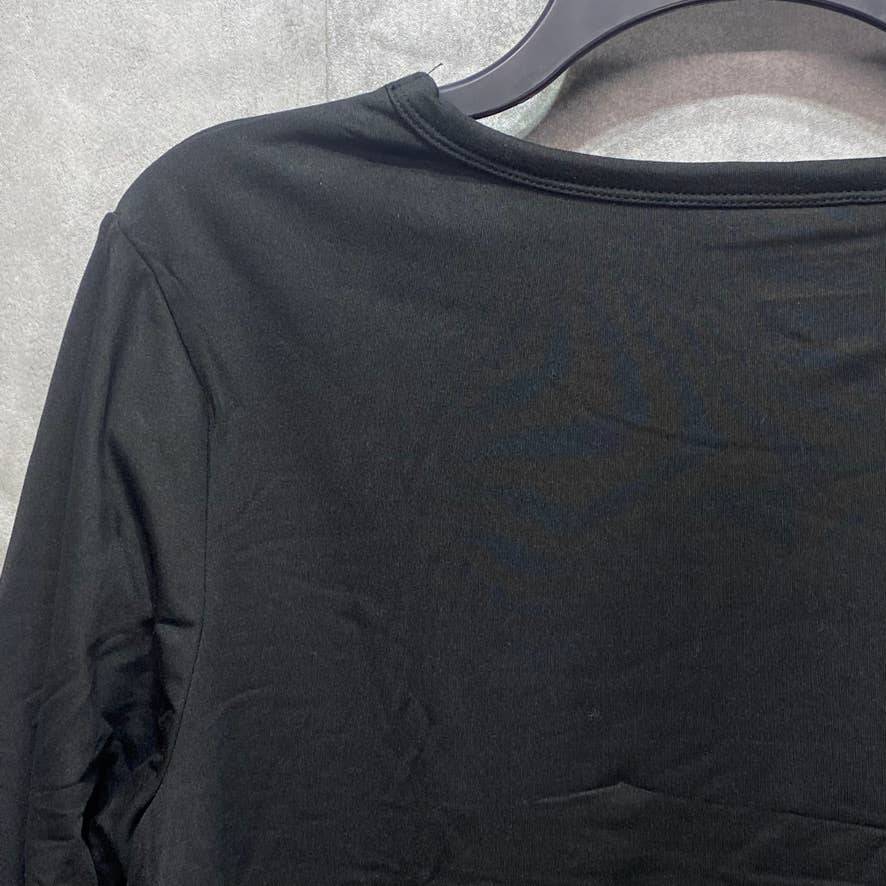 32 DEGREES Solid Black Fleece Lined Lightweight Long Sleeve Crewneck Top SZ 2XL