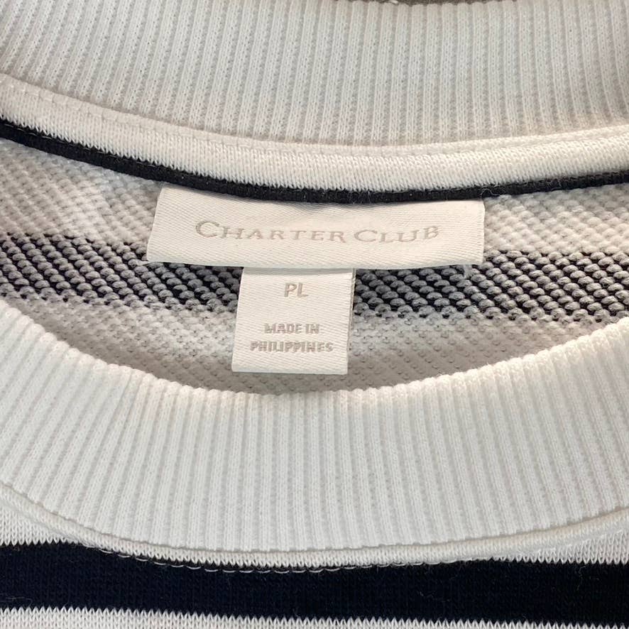 CHARTER CLUB Women's Petite Black-White Striped Sequin-Applique Sweatshirt SZP/L