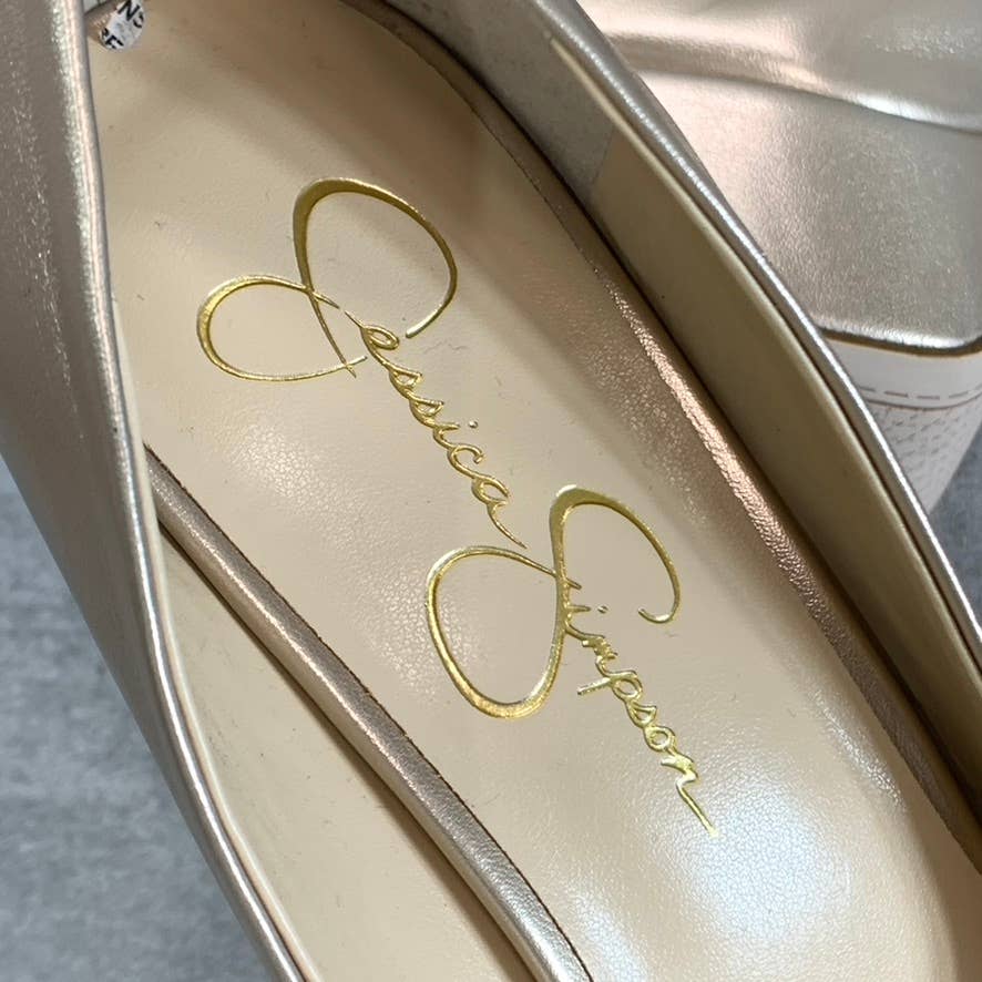 JESSICA SIMPSON Women's Gold Metallic Nellah Platform StIletto Pumps SZ 9.5