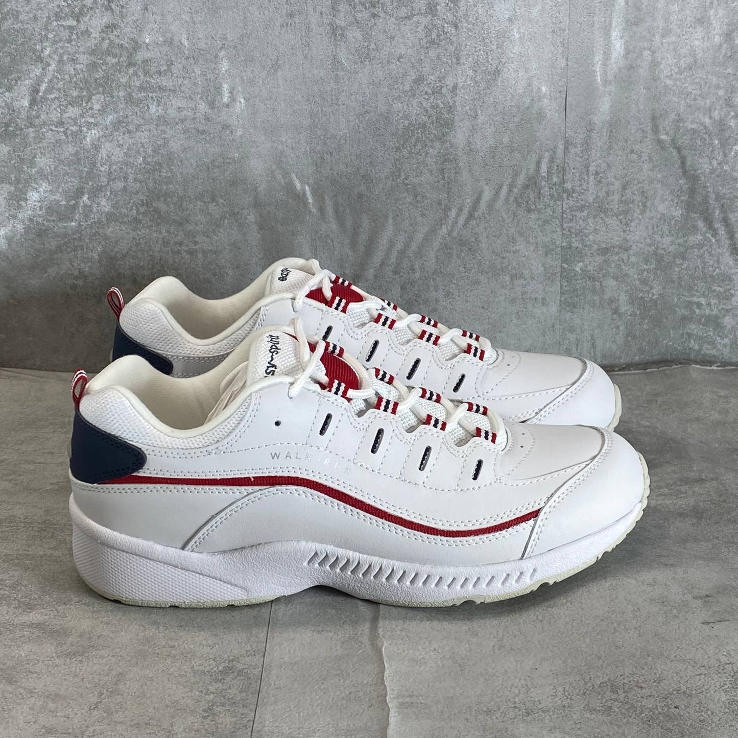 EASY SPIRIT Women's White/Red Romy Leather Lace-Up Walking Shoes SZ 10