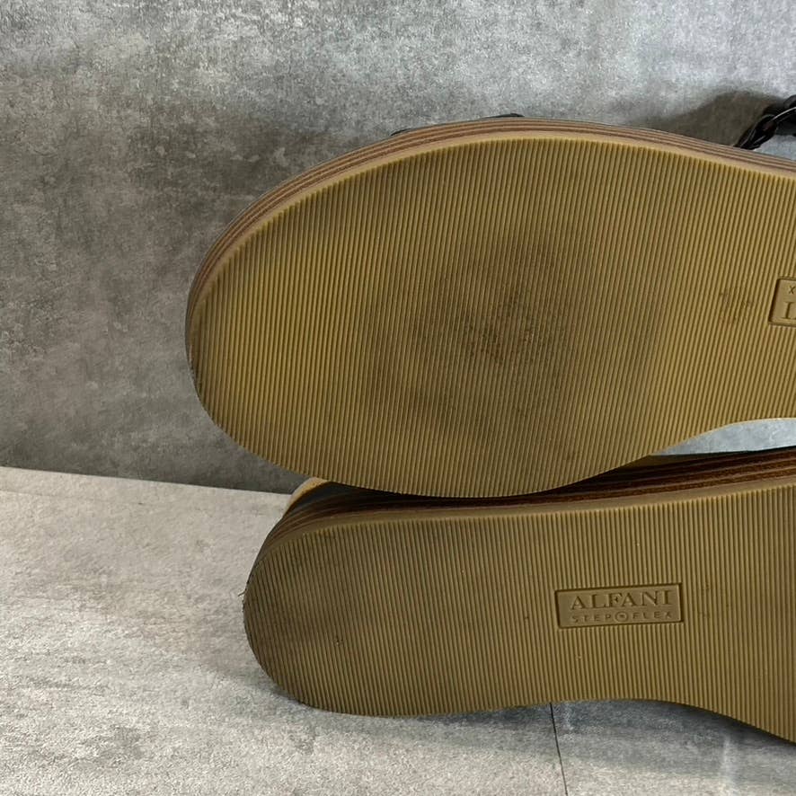 ALFANI Step N' Flex Women's Black Cherryll Sliver Flatform Wedge Sandals SZ 9.5