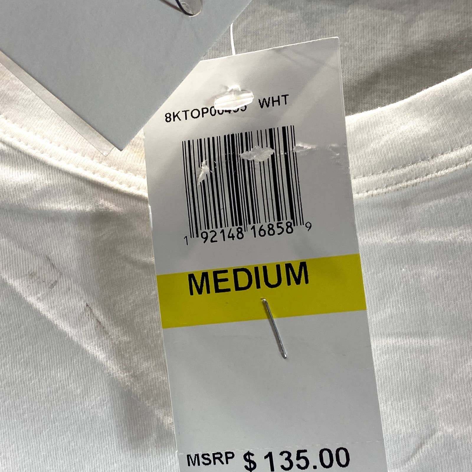 A.L.C Women's White Crewneck Puff-Sleeve Poole Tee SZ M