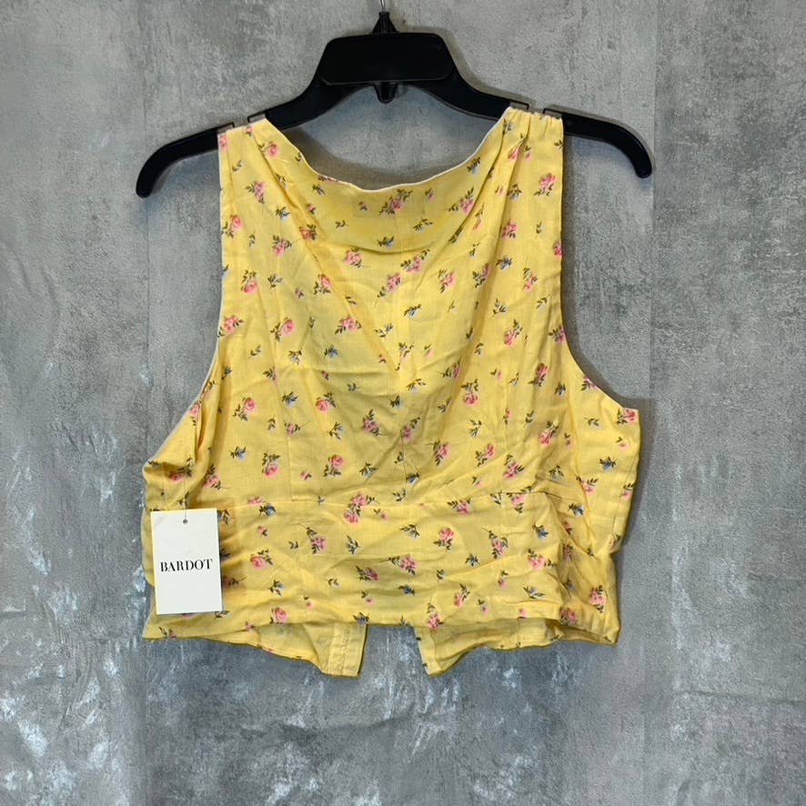 BARDOT Women's Yellow Ditsy Floral Crop Top Bustier Shirt SZ US10/L