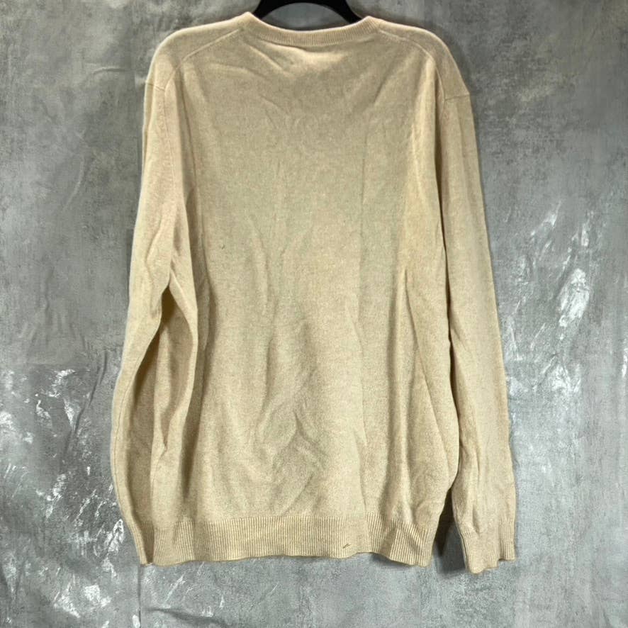 CLUB ROOM Men's Oatmeal Solid Cashmere Crewneck Pullover Sweater SZ XL