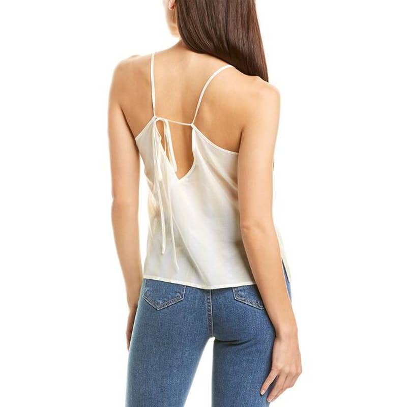BLDWN Women's Optic White/Sunkiss Quinn Sleeveless Lightweight Silk-Blend Tank Top SZ M